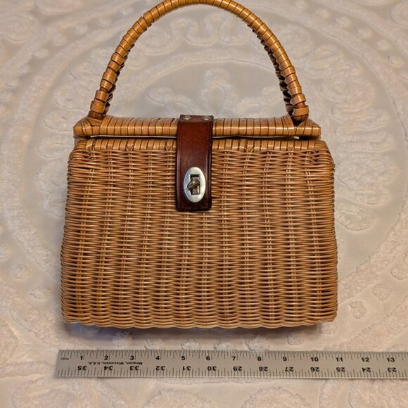 VINTAGE Mantessa 1960s dual sided purse - straw wicker handbag - Golden Girls - Picture 7 of 16